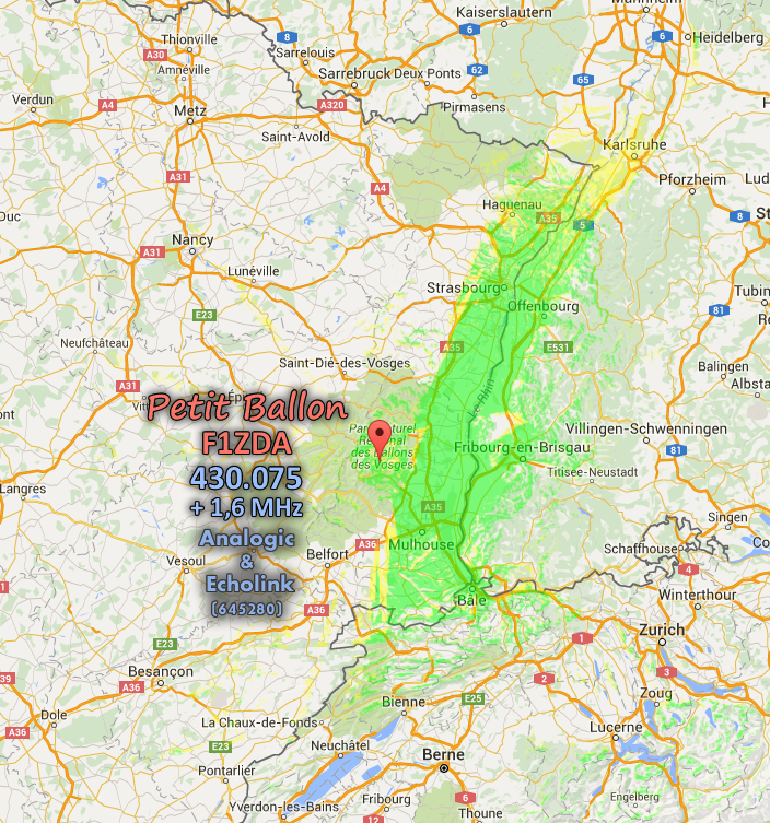 F1ZDA coverage UHF repeater